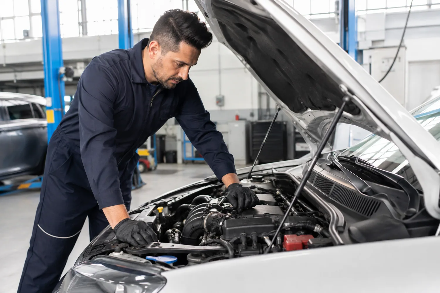 A professional helping with automotive repair