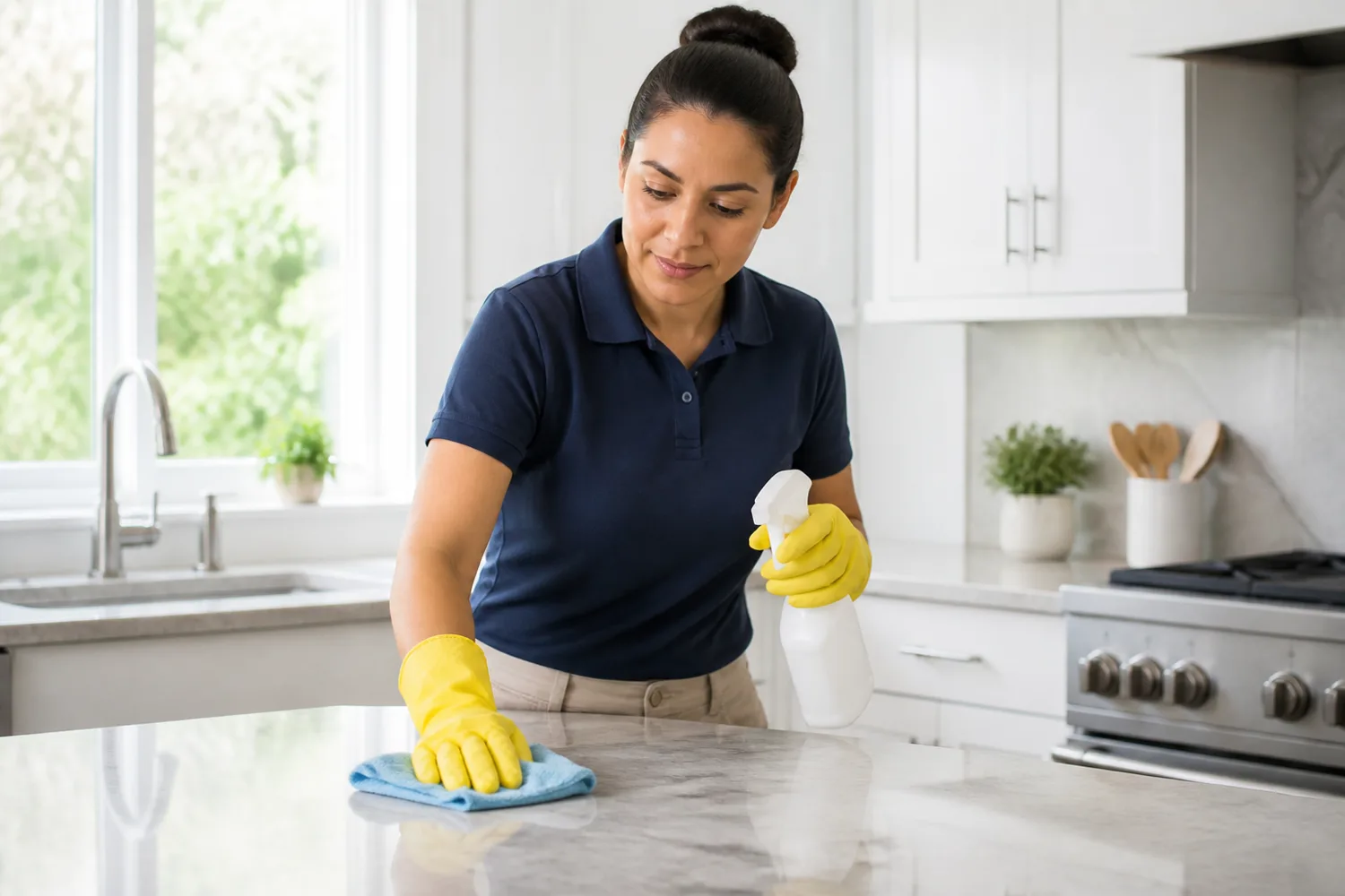 A professional at work on home & office cleaning