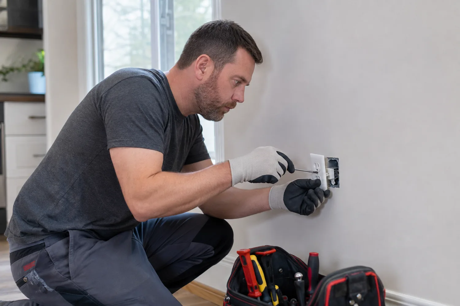 A professional working on electrical